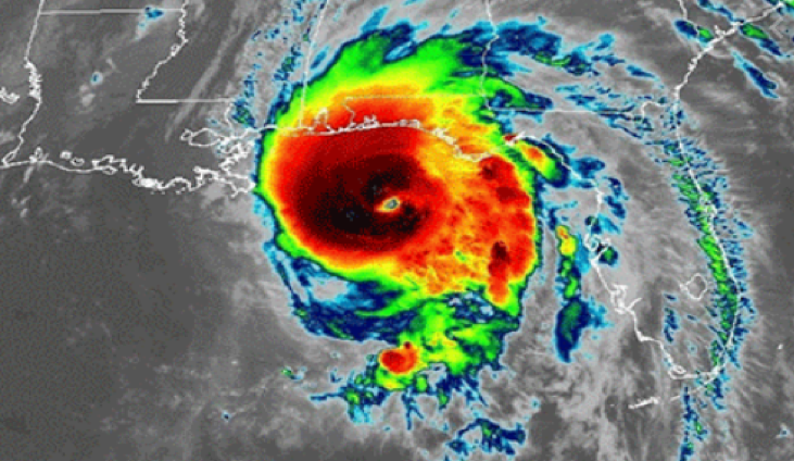 Hurricane Michael nears the Florida Panhandle in 2018 (NOAA).