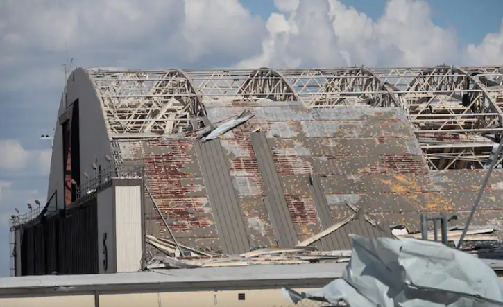 Damaged hangar at Tyndall Air Force Base (NPR).